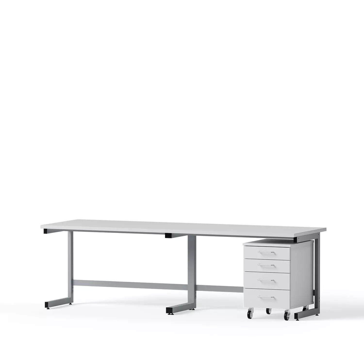 Sitztisch -  BxHxT 2400x750x750mm, 1 Rollcontainer